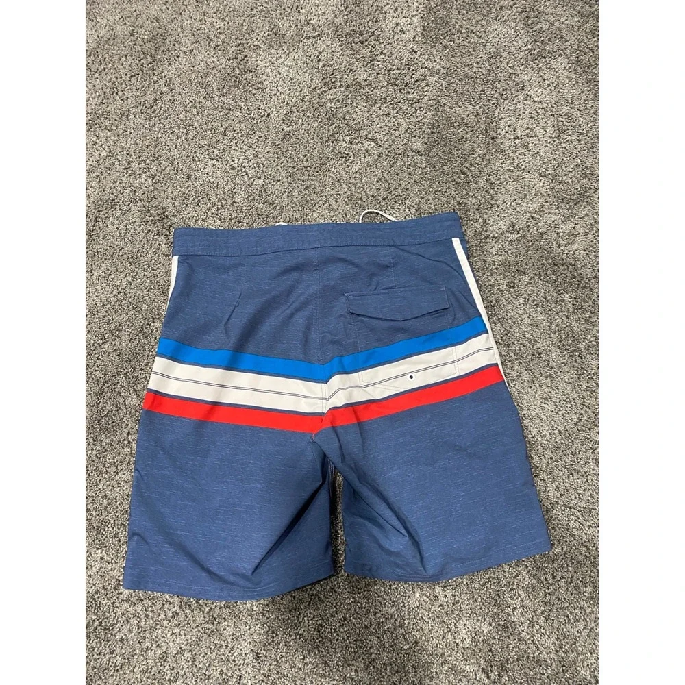 Burnside Board Shorts Mens 32 Blue Excellent Striped Swim Trunks Surfwear